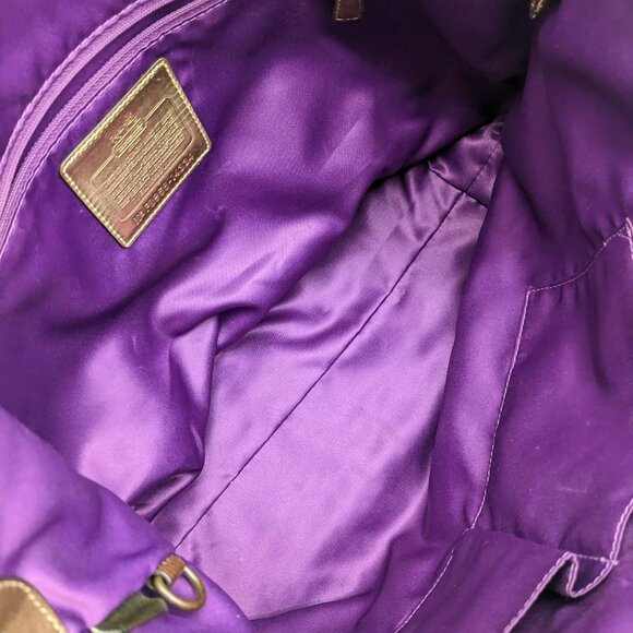 COACH  pebbled genuine leather metallic satchel shoulder bag purse - Copper - Picture 14 of 16